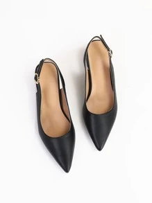 Elegant Slingback Pumps For Women, Minimalist Chunky Heeled Pumps