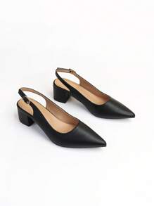 Elegant Slingback Pumps For Women, Minimalist Chunky Heeled Pumps