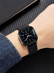 ROSIVGA 1 Miếng Đen PU Polyurethane Dây đeo Giải trí Hình vuông Quay số đồng hồ Quartz , Đối với Cuộc sống hàng ngày - màu đen - Xem 1