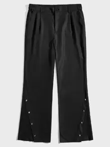 Manfinity Men Button Detail Slant Pocket Trousers - Black - View 1