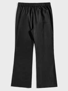 Manfinity Men Button Detail Slant Pocket Trousers - Black - View 2