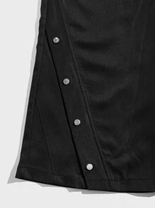 Manfinity Men Button Detail Slant Pocket Trousers - Black - View 3