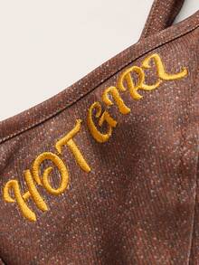 SHEIN ICON 西部風格牛仔女孩刺繡細節吊帶短上衣