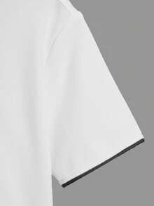 SHEIN Boys Contrast Binding Half Button Polo Shirt - White - View 4
