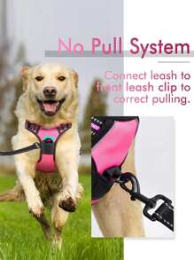 件聚酯反光背心背帶，耐用堅固，適合中型和大型犬，戶外散步和訓練 - 玫紅色 - 查看 4