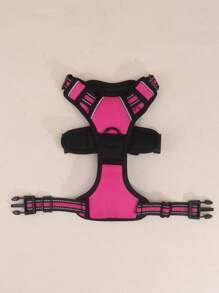 件聚酯反光背心背帶，耐用堅固，適合中型和大型犬，戶外散步和訓練 - 玫紅色 - 查看 7