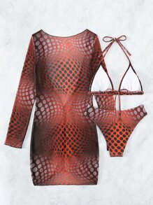 Bộ bikini đi biển mùa hè chấm bi hình tam giác có che đậy - Nhiều màu - Xem 3