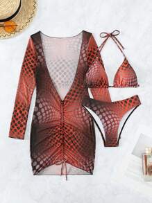 Bộ bikini đi biển mùa hè chấm bi hình tam giác có che đậy - Nhiều màu - Xem 1