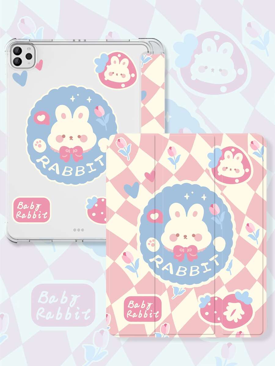 卡通兔子圖案保護套適用於iPad - 彩色 - 查看 1