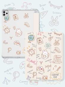 卡通兔子圖案防摔保護套適用於iPad - 彩色 - 查看 1