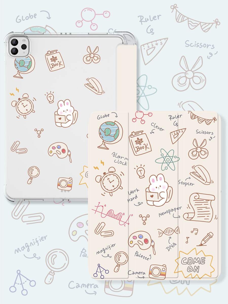 卡通兔子圖案防摔保護套適用於iPad - 彩色 - 查看 1