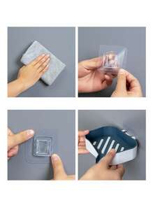 1个塑料皂碟，现代壁挂式沥水皂碟架，适用于家庭浴室 - 藍白色 - 查看 6