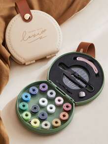 1套便攜式針線包現代字母圖形DIY居家針線包 - 杏色 - 查看 2