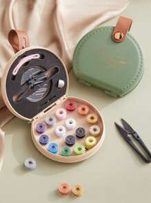 1套便攜式針線包現代字母圖形DIY居家針線包 - 杏色 - 查看 3