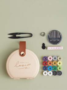 1套便攜式針線包現代字母圖形DIY居家針線包 - 杏色 - 查看 6