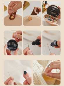 1套便攜式針線包現代字母圖形DIY居家針線包 - 杏色 - 查看 7