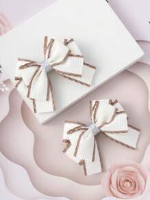 2pcs Teen Girls Bow Design Hair Clip - Multicolor - View 1