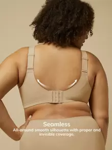 LUVLETTE Plus Nude Dream Curve 2ndSkin Wireless Full Coverage Seamless Side Support Lounge Bra Bralette Bra Workout Sports Lingerie As Outerwear Sticky Basic SizeFreedom Bra No Show Underwear - Apricot - View 7