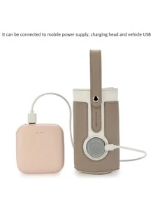 三檔可調溫的暖奶瓶袋,汽車便攜恆溫加熱杯蓋 - 咖啡棕 - 查看 3