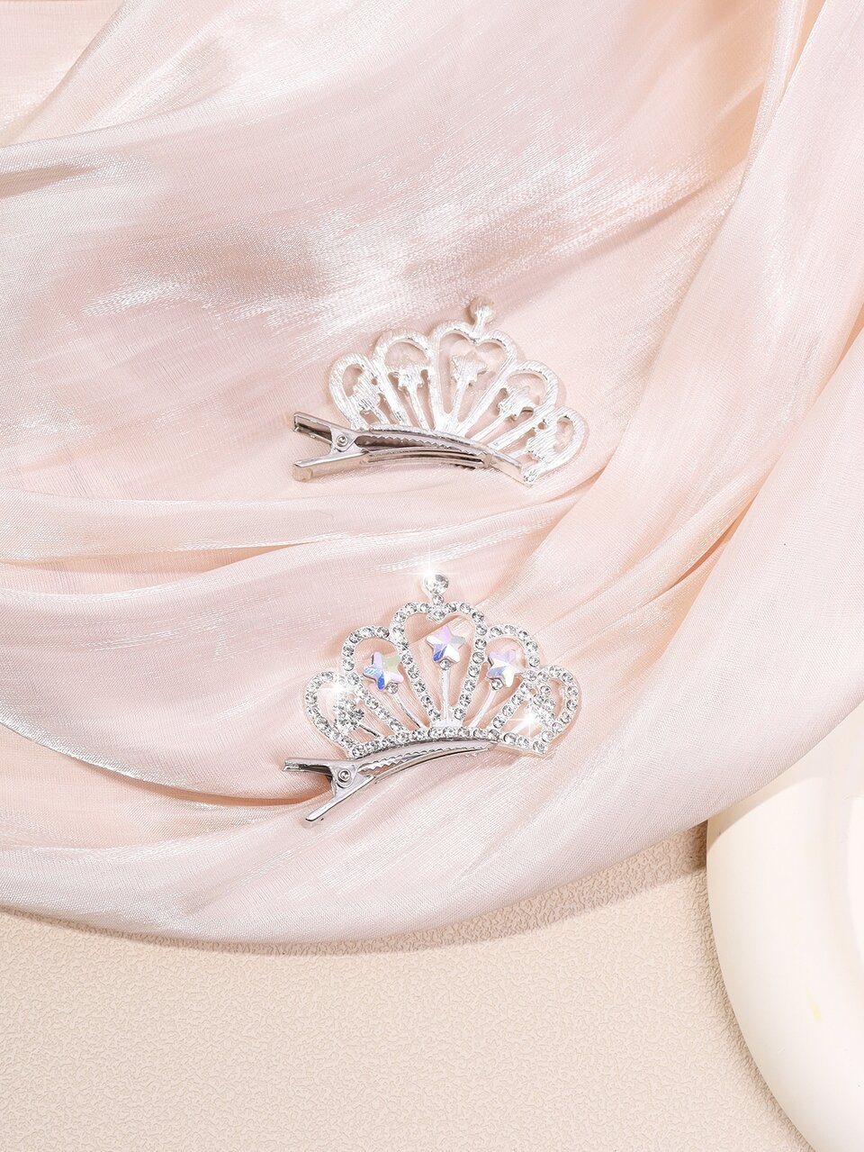 Royal 2pcs Women Rhinestone Crown Decor Luxury Hair Clip For Hair Decoration Claw Clips Hair Claws Hair Barrettes, Hair Accessories, Head Accessories, Hairpin, Bobby Pins,Summer,Holiday,Travel,Festival,Party
