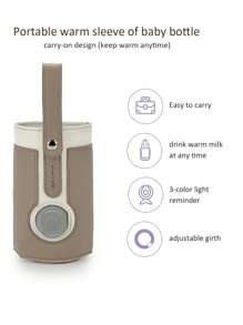 三檔可調溫的暖奶瓶袋,汽車便攜恆溫加熱杯蓋 - 咖啡棕 - 查看 4