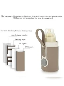 三檔可調溫的暖奶瓶袋,汽車便攜恆溫加熱杯蓋 - 咖啡棕 - 查看 5
