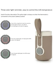 三檔可調溫的暖奶瓶袋,汽車便攜恆溫加熱杯蓋 - 咖啡棕 - 查看 7