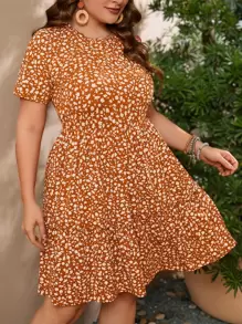 SHEIN VCAY Vestido con estampado floral bajo con fruncido - Multicolor - Ver 1