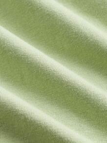 SHEIN MOD Solid Crop Wide Straps Top & Ruched Split Thigh Skirt - Lime Green - View 4