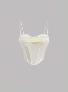 SHEIN MOD Ruched Front Cami Top - Beige - View 1