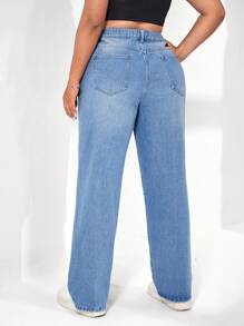 SHEIN Jeans de pierna recta desgarro - Lavado ligero - Ver 2