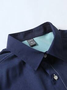 Manfinity Homme 漸層設計男士鈕扣襯衫 (不含內搭T恤)，短袖度假沙灘襯衫，適合老公 - 彩色 - 查看 4