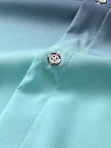 Manfinity Homme 漸層設計男士鈕扣襯衫 (不含內搭T恤)，短袖度假沙灘襯衫，適合老公 - 彩色 - 查看 5