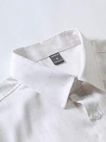 Manfinity Homme 男士素色前排扣襯衫不帶T恤 - 米色 - 查看 3