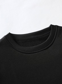 Manfinity Homme Áo nỉ dài tay lót nhiệt in hình gấu dễ thương cho nam, mùa thu đông - màu đen - Xem 3