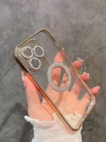 Vỏ điện thoại trong suốt trang trí rhinestone - Vàng - Xem 1