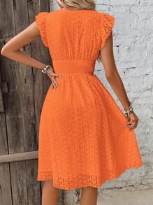 Breezaya Vestido largo con volantes de bordado de ojal, ideal para vacaciones y playa, para mujeres