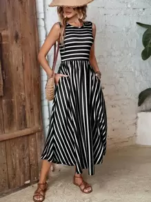 SHEIN LUNE A-Linie Kleid mit Streifen Muster