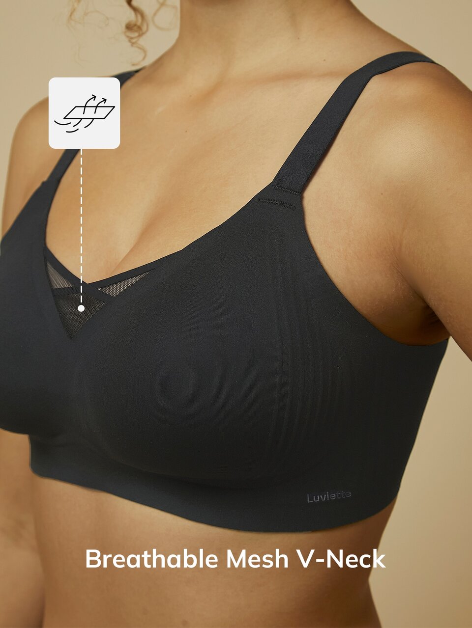 Black Wireless Full Coverage Seamless Side Support Lounge Bra Bralette Workout Sports Lingerie As Outerwear Sticky Basic SizeFreedom No Show Underwear