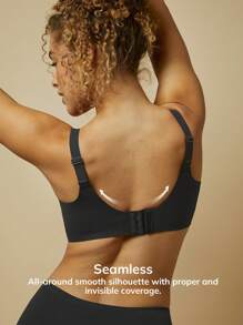 LUVLETTE Black Dream Curve 2ndSkin Wireless Full Coverage Seamless Side Support Lounge Bra Bralette Bra Workout Sports Lingerie As Outerwear Sticky Basic SizeFreedom Bra No Show Underwear - Black - View 5