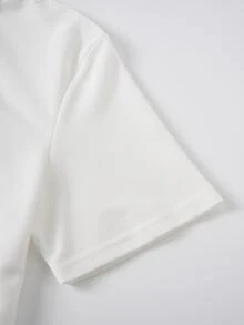 Manfinity Homme 男士王冠和字母圖案1/4拉鍊POLO衫 - 白色 - 查看 4