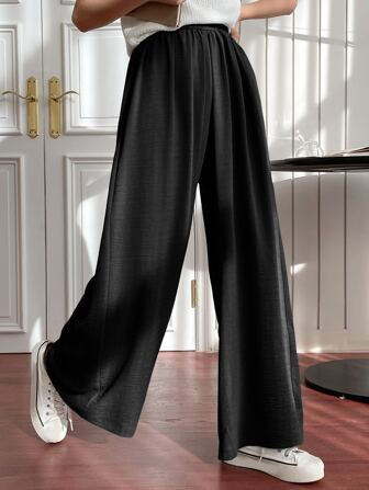 DAZY Casual Solid Color Straight Fit Trousers,Teacher Pants