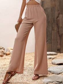 SHEIN LUNE Enkel Enkel Kvinnor Byxor - Kaki - Visa 3