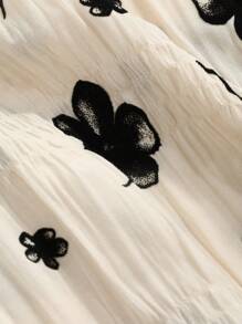 DAZY Floral Print Puff Sleeve Blouse - Apricot - View 6