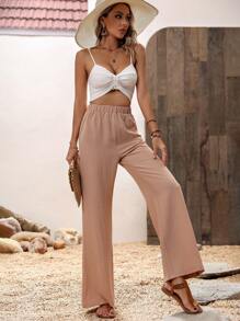 SHEIN LUNE Enkel Enkel Kvinnor Byxor - Kaki - Visa 6