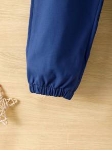 SHEIN 小男童素色T恤和翻蓋細節背心襯衫和褲子 - 藍白色 - 查看 6