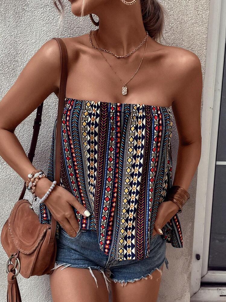 Breezaya เสื้อเกาะอก พิมพ์ เรขาคณิต - มัลติคัลเลอร์ - ดู 1