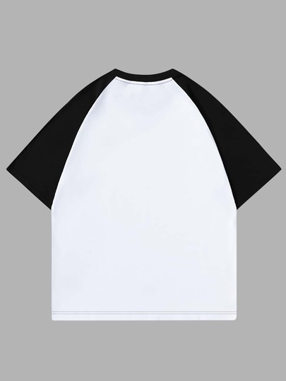 Academia Camiseta con mangas raglán y estampado de estrella para hombres, escolar