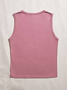 SHEIN LUNE Cactus & Moon Print Tank Top Graphic Tees Women Tops - Pink - View 2