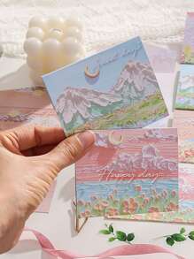 6 thiệp chúc mừng thiết kế tranh sơn dầu, bộ thiệp chúc mừng đa năng dễ thương cho sinh nhật - Nhiều màu - Xem 1